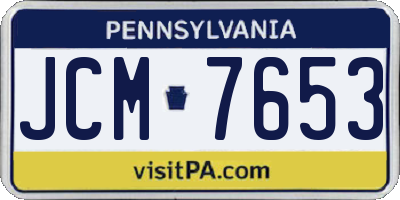 PA license plate JCM7653