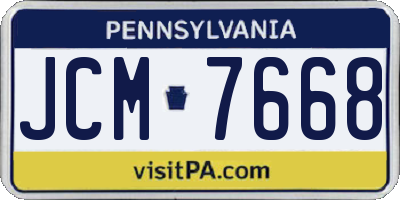 PA license plate JCM7668