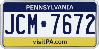 PA license plate JCM7672