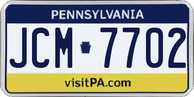 PA license plate JCM7702