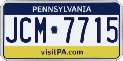 PA license plate JCM7715