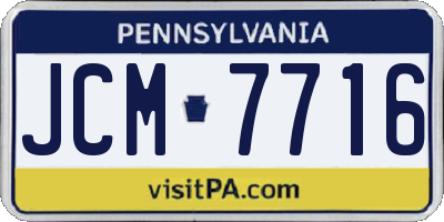 PA license plate JCM7716