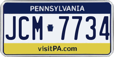 PA license plate JCM7734