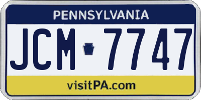PA license plate JCM7747