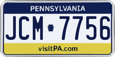 PA license plate JCM7756
