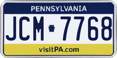 PA license plate JCM7768