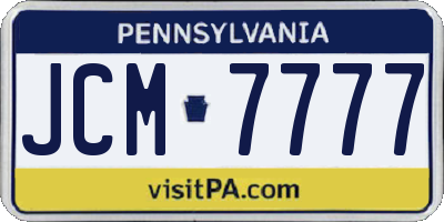 PA license plate JCM7777