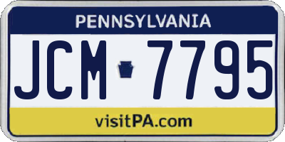 PA license plate JCM7795