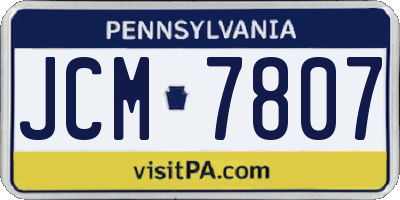 PA license plate JCM7807