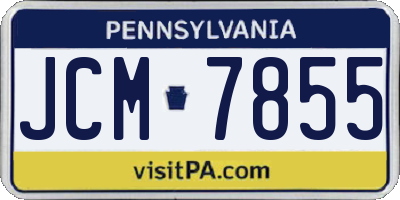 PA license plate JCM7855