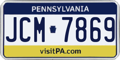 PA license plate JCM7869