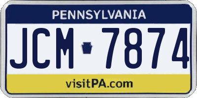 PA license plate JCM7874