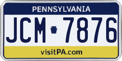 PA license plate JCM7876