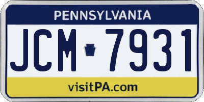 PA license plate JCM7931