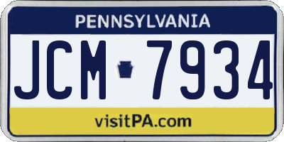 PA license plate JCM7934