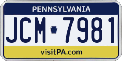 PA license plate JCM7981