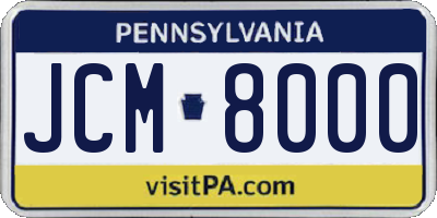 PA license plate JCM8000