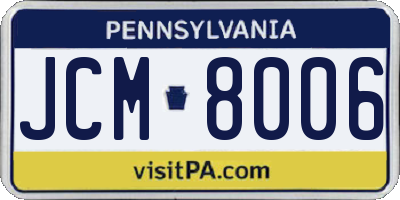 PA license plate JCM8006