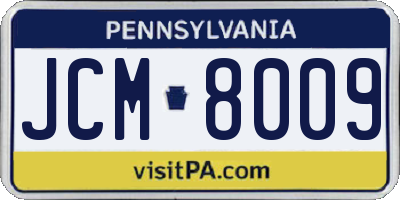 PA license plate JCM8009