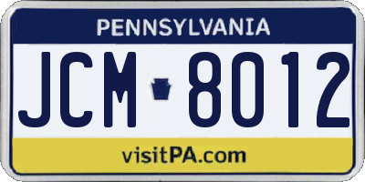 PA license plate JCM8012