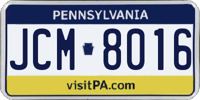 PA license plate JCM8016