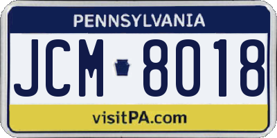 PA license plate JCM8018
