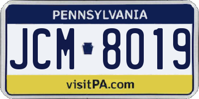 PA license plate JCM8019