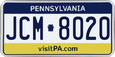 PA license plate JCM8020