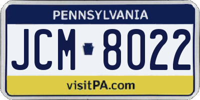 PA license plate JCM8022