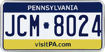 PA license plate JCM8024