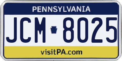 PA license plate JCM8025