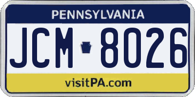 PA license plate JCM8026