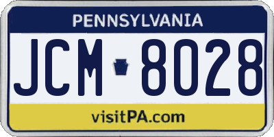 PA license plate JCM8028