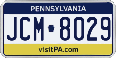 PA license plate JCM8029