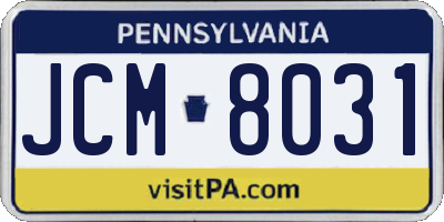 PA license plate JCM8031