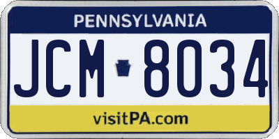 PA license plate JCM8034