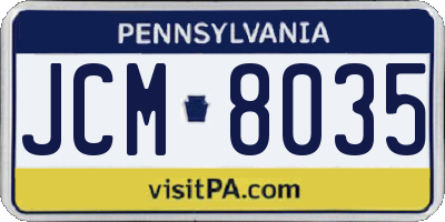 PA license plate JCM8035