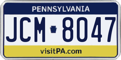 PA license plate JCM8047