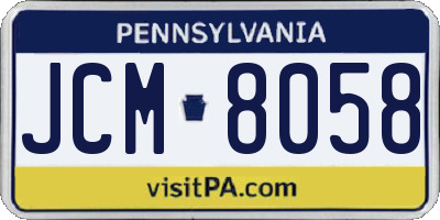 PA license plate JCM8058