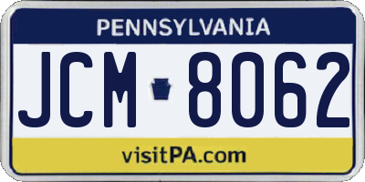PA license plate JCM8062