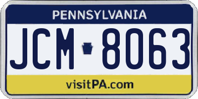 PA license plate JCM8063