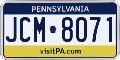 PA license plate JCM8071