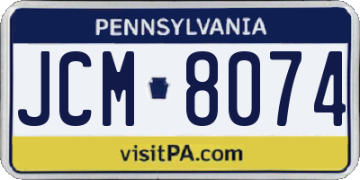PA license plate JCM8074