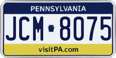 PA license plate JCM8075