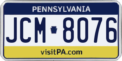 PA license plate JCM8076