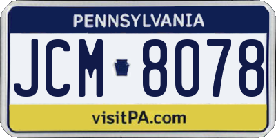 PA license plate JCM8078