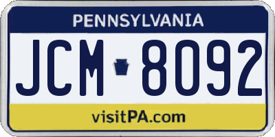 PA license plate JCM8092