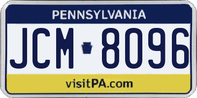 PA license plate JCM8096
