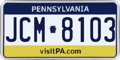 PA license plate JCM8103