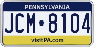 PA license plate JCM8104